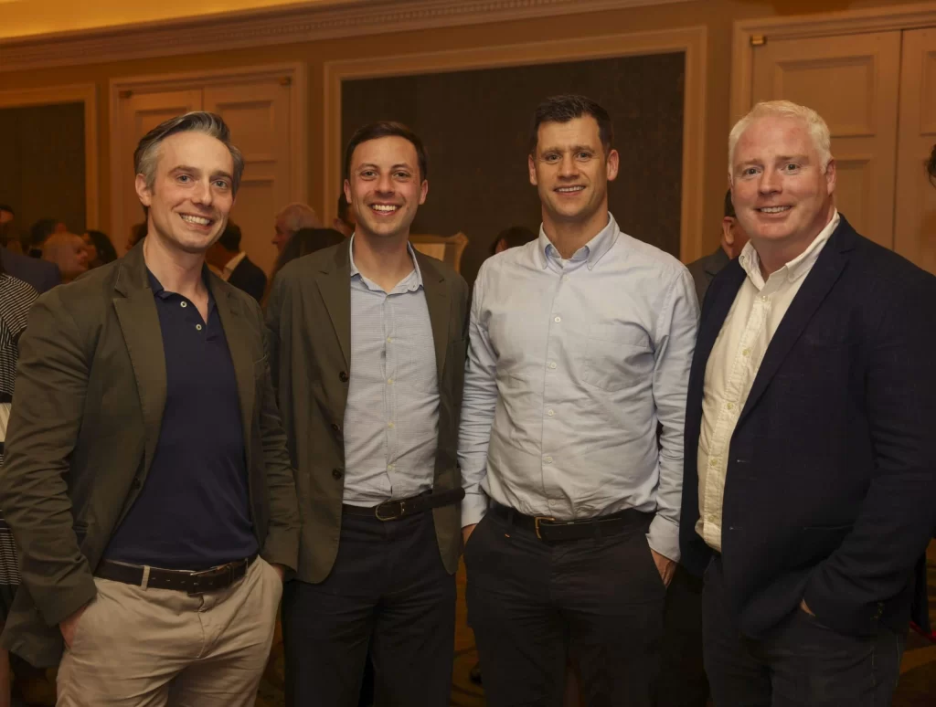 Pictured are, Darran Nangle, A&L Goodboddy , Chris Walsh MML Capital, Stephen Quinlivan, A&L Goodbody, Tim O'Broin, AIB at the 37th IVCA Annual Dinner. Fennell